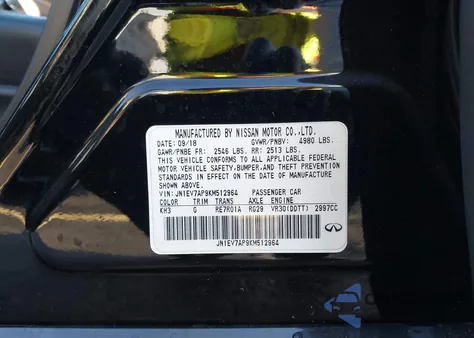 2019 Infiniti Q50 3.0T Luxe z USA, uszkodzony, nr VIN JN1EV7AP9KM512964